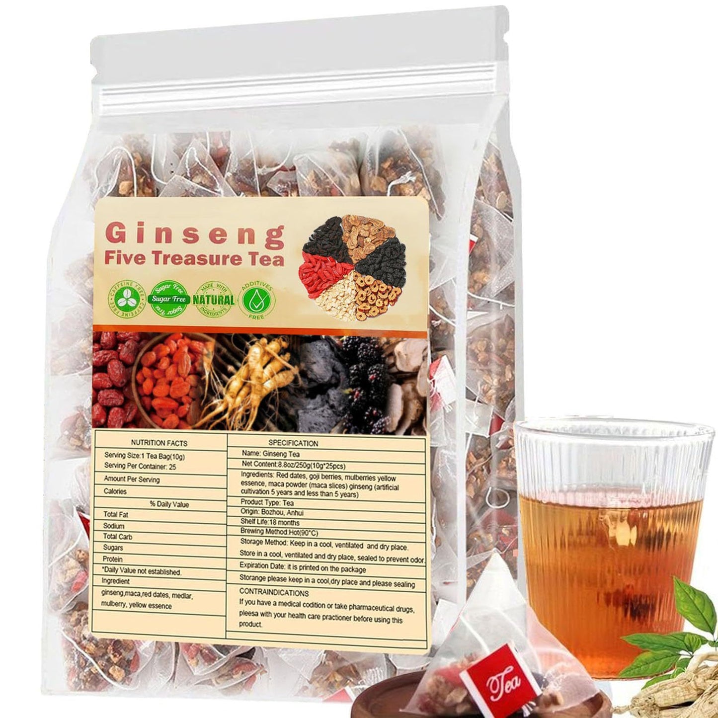 Blended Five Treasure Ginseng Flavor Tea For Men & woman